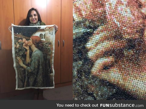 This cross stitch artwork took her 4 years