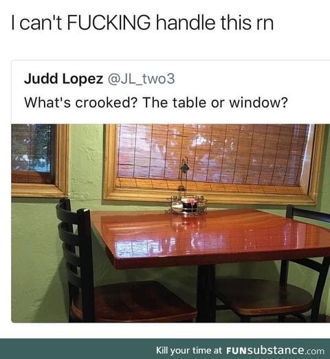 Is the table or window crooked