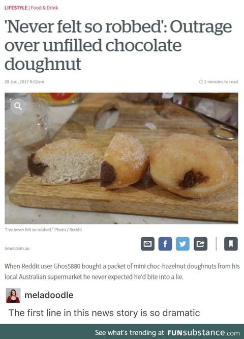 Unfilled chocolate doughnut scam