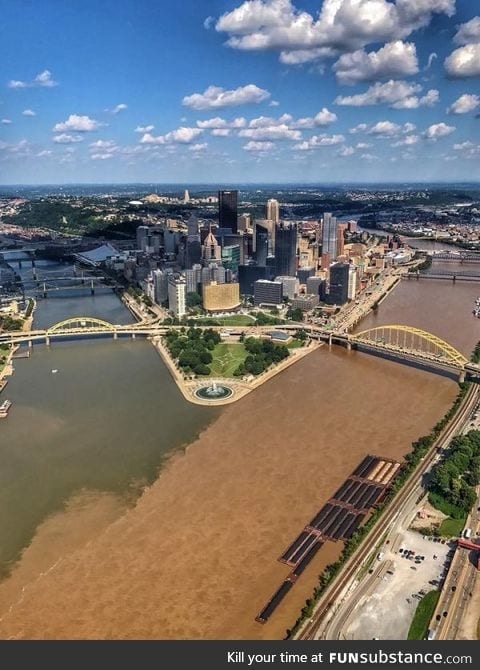 Pittsburgh rivers after a rain storm