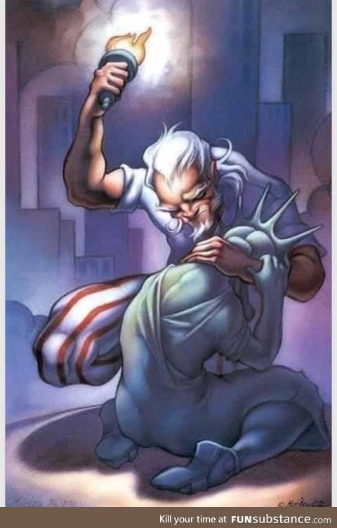 Uncle Sam comforting Lady Liberty after 9/11 (I know it isn't 9/11 today butstill powerful