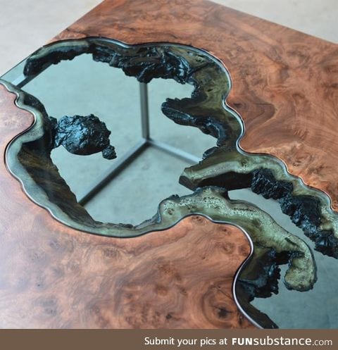 Wood tables with glass rivers