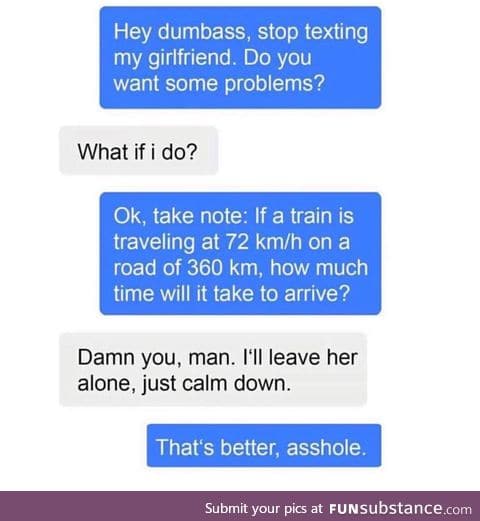 Boyfriend gives side guy a problem