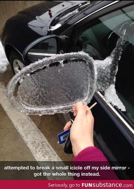 Ice on the side mirror