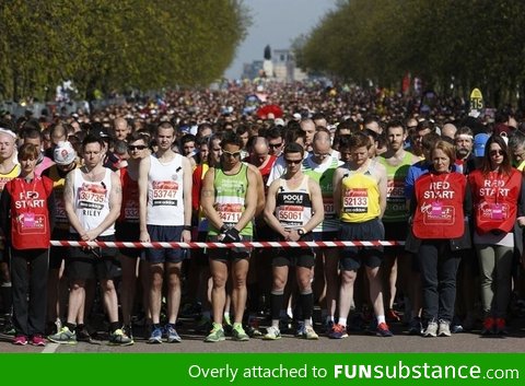 The London Marathon started with a moment of silence for Boston