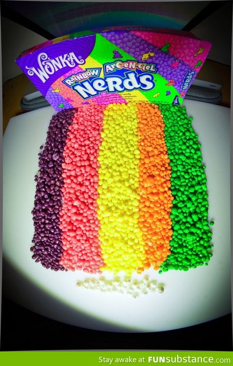 A box of nerds sorted by colour