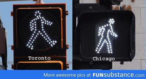 Canadians and Americans have different attitudes about crossing the street