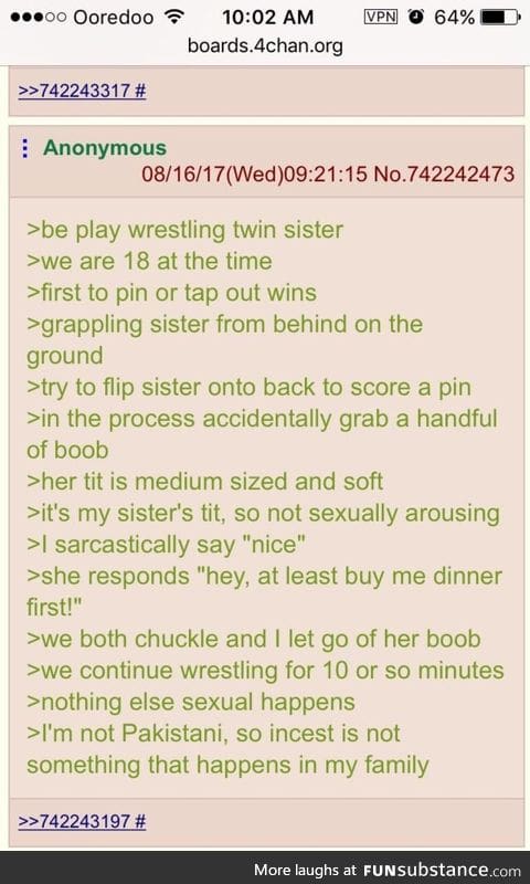 Anon answers request for an incest story