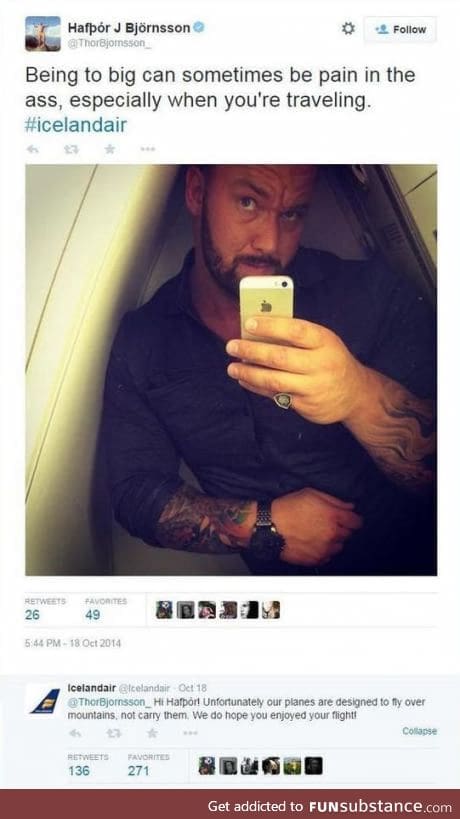 The Mountain attempting to fit on a plane