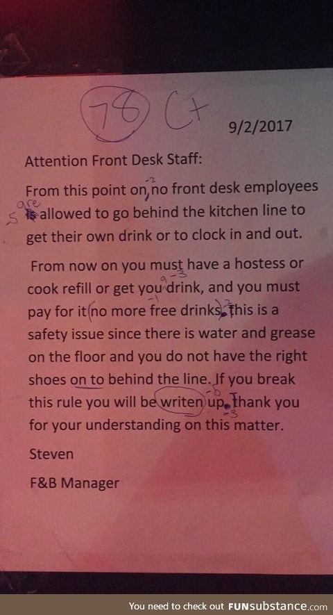 A co-worker graded the new manager's notice