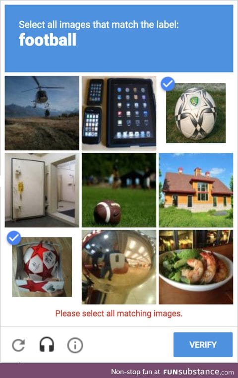 I can't complete this captcha. I can only find two footballs