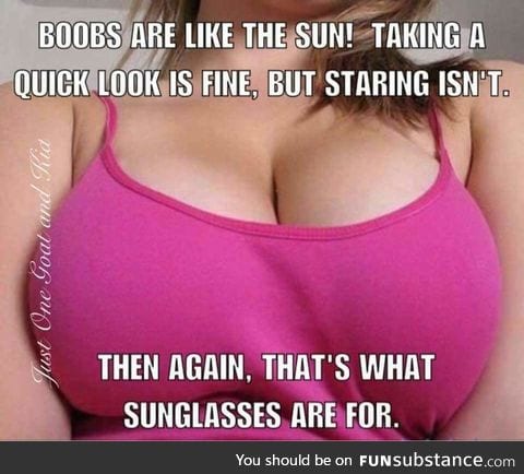 Staring at boobs