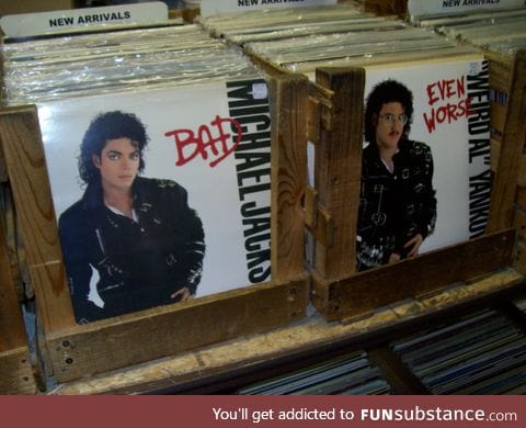 Weird Al's album next to Micheal Jackson