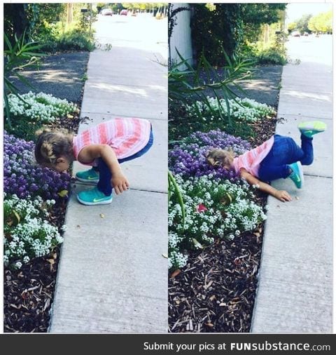 Little girl + flowers
