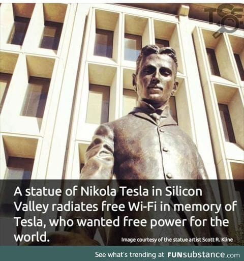 Statue of Tesla has free Wifi