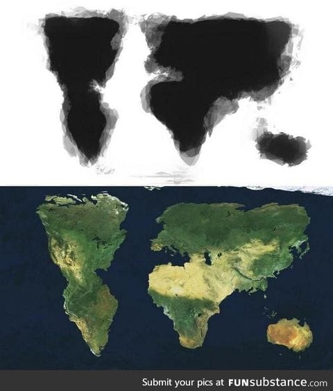 Merged image of 30 people trying to draw the world by memory