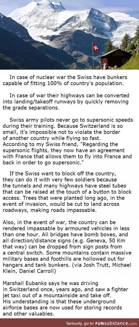 Fun facts about Switzerland preparation for war