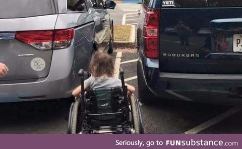 This is why you don't park at the handicap spot
