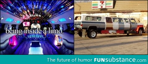 Inside a limo