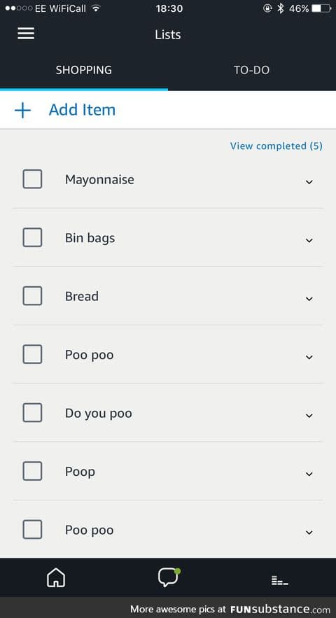 When a 5 y.o. works out how to use Alexa to add items to shopping lists