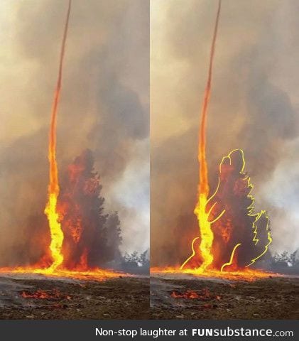 Is it me, or is Godzilla dry humping a fire pillar?