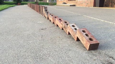 The Double Domino Effect demonstrated with bricks