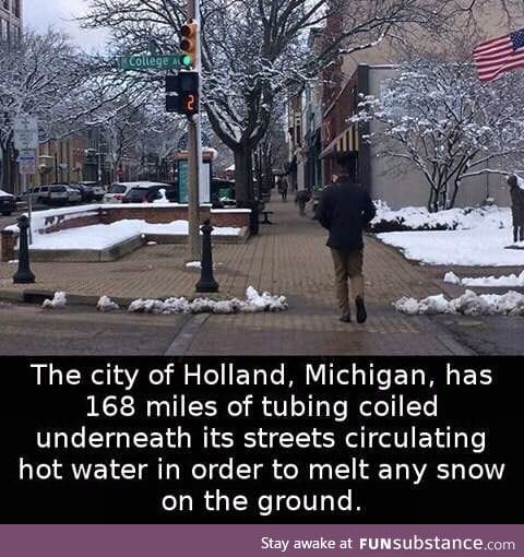 Hot tubes underground to melt snow in Hollan