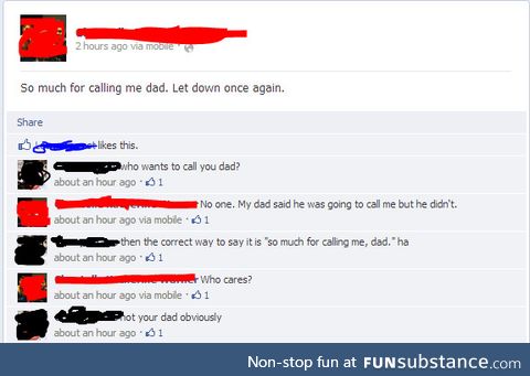 That burns so bad even the Dad felt it