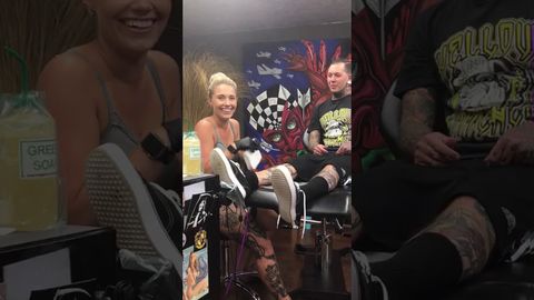 Guy finally gets his gf to tattoo him, has a special surprise instead @2:00