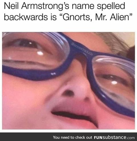 Neil Armstrong's name spelled backwards