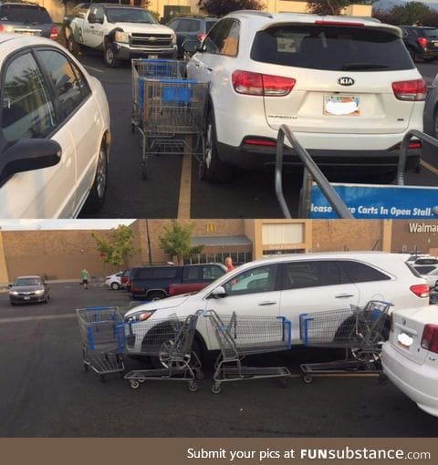This guy was parked in front of the shopping cart stall