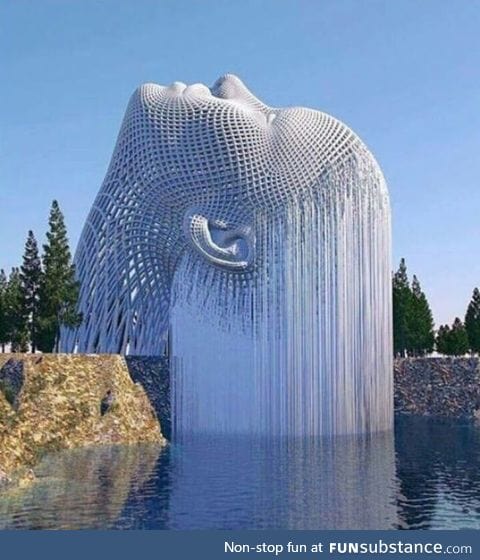 Sculpture washing hair in a pond