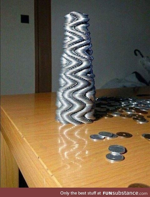 The way these coins are stacked