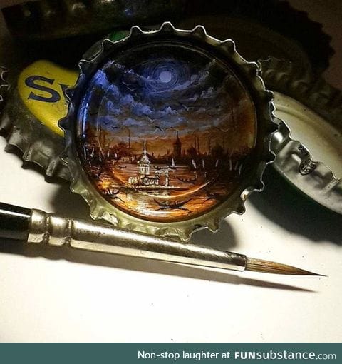 Painting in a bottle cap