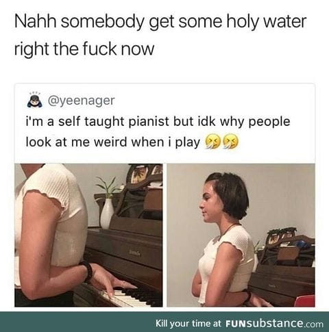 Because you're suppose to be looking at the piano