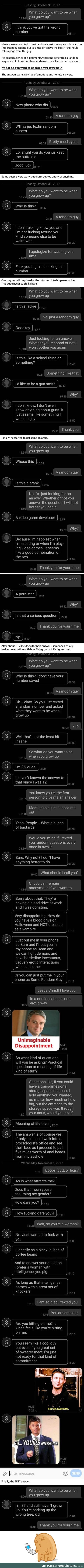 Dude sends random texts to strangers and he gets the best response