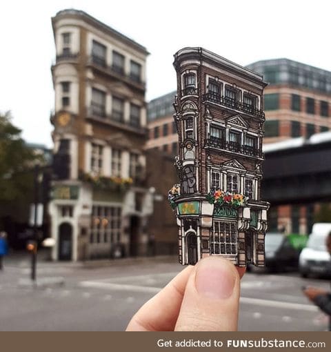 This little replica drawing of a little building with a little pub