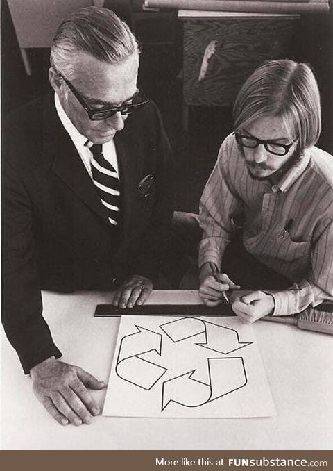 Gary Anderson, the guy who, at age 23, designed the recycling logo for a contest in 1970