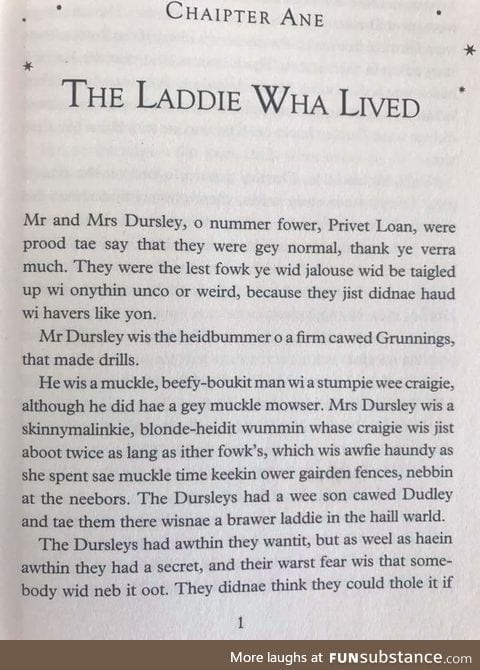 Harry Potter translated into Scots