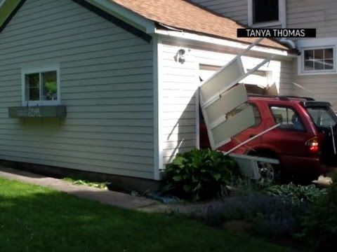 91 year old man fulfills bucket list - by crashing through a garage door