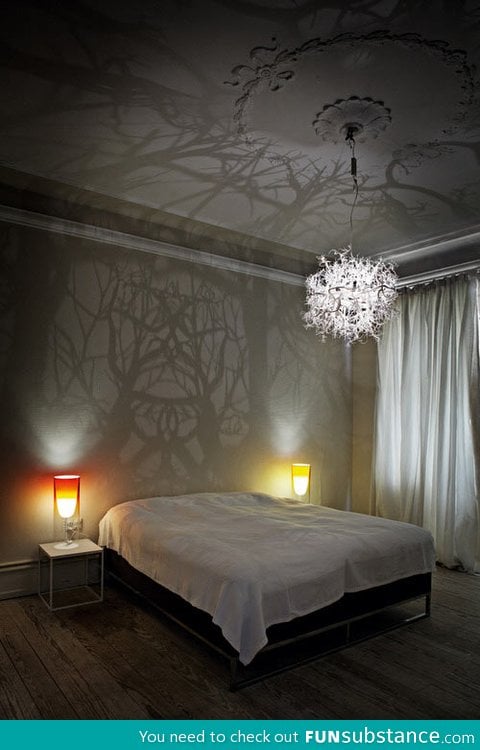 Chandelier turns the room into haunted woods