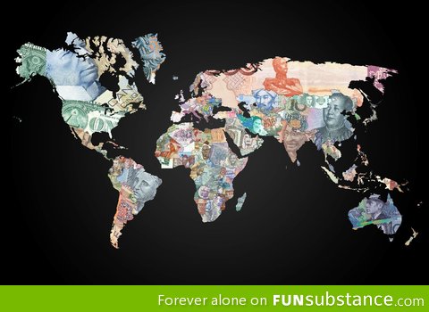 World map in currencies