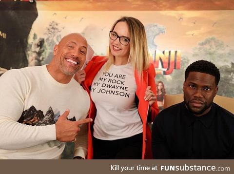 The Rock & Kevin Hart with a Fangirl