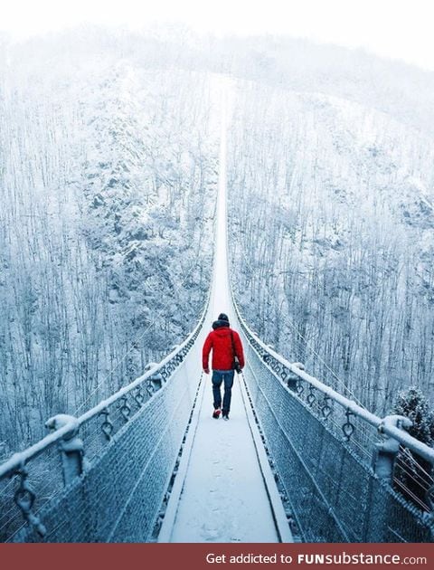 Snowy bridge in Germany