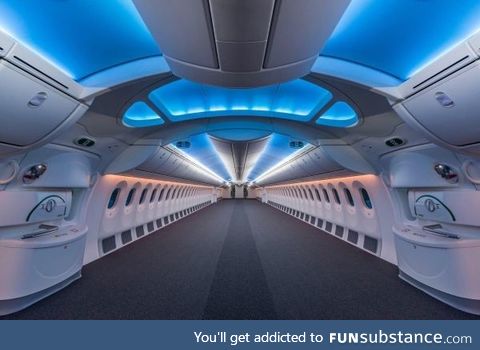 What the inside of an empty Boeing 787 looks like