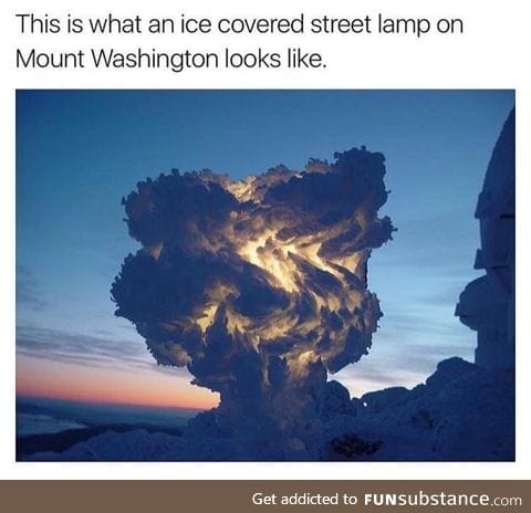 Ice covered street lamp