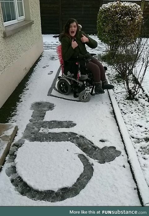 Aww, she made her first snow angel 