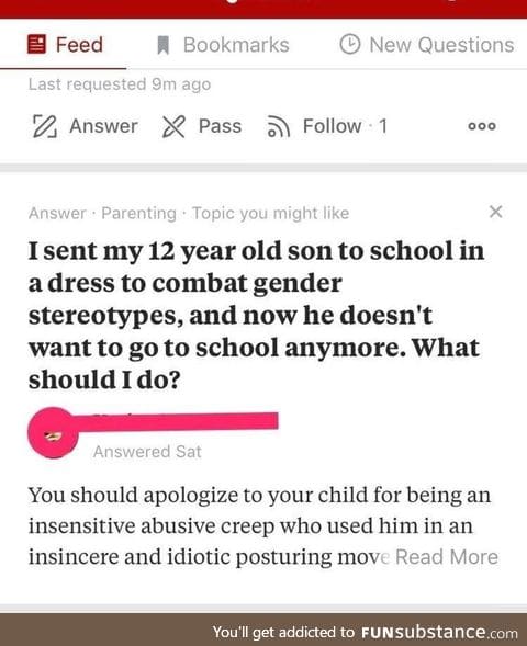 Sent his son to school in a dress to combat gender stereotypes