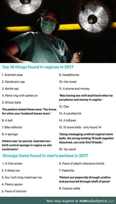 The bizarre items doctors found in vag*naS in 2017 (and the things MEN needed removing)