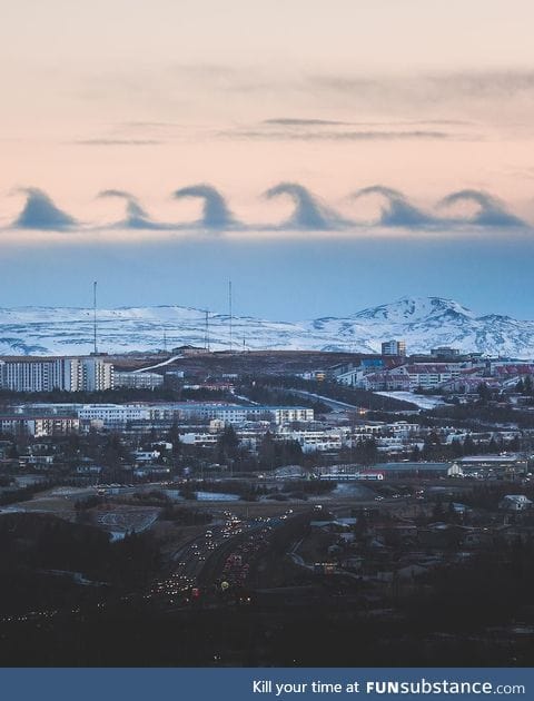 Amazing cloud formation over Reykjavik, Iceland